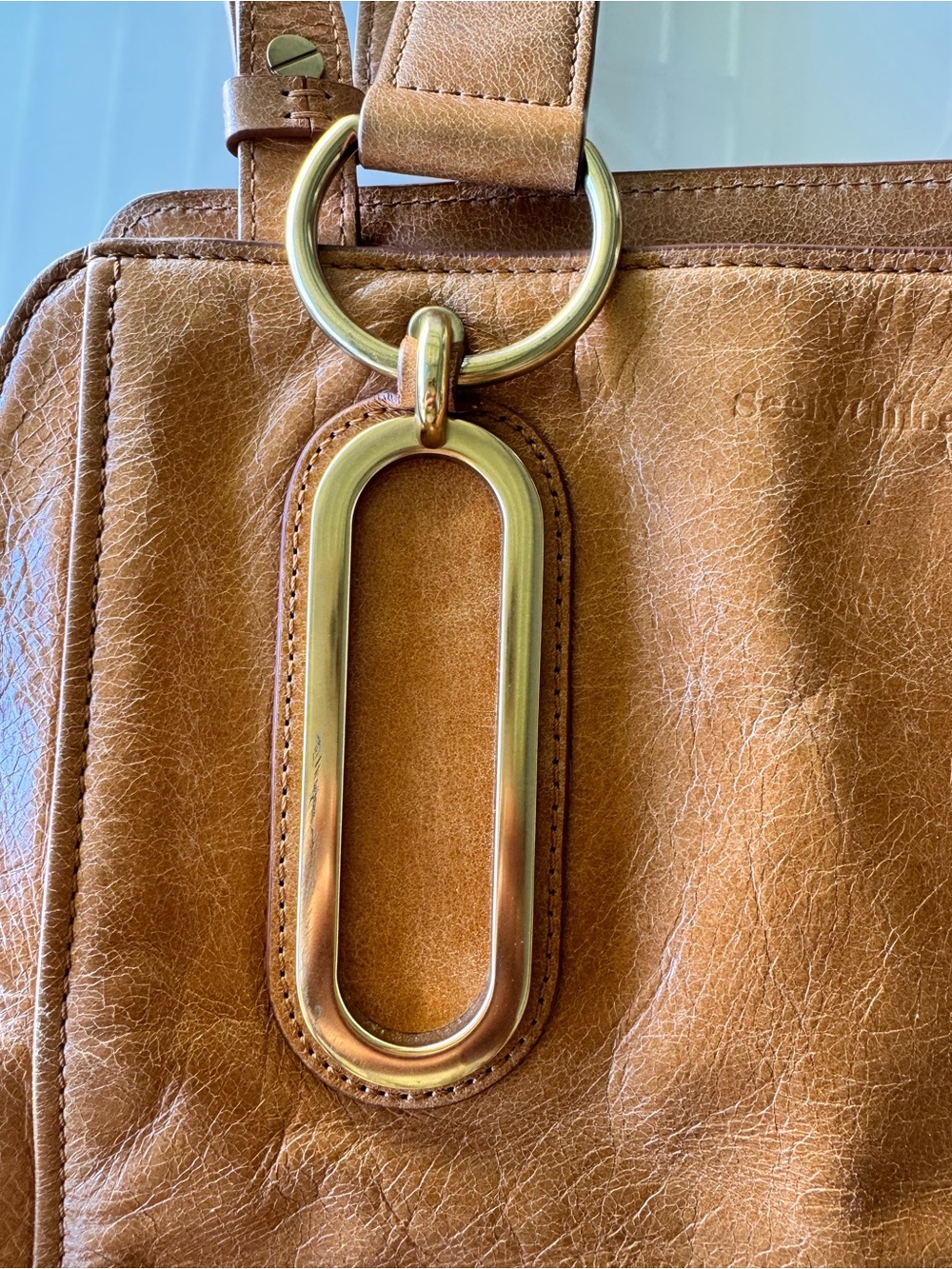 See By Chloe Cognac Brown Leather Satchel with Gold Accents - Picture 3 of 14
